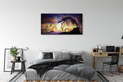 Canvas print Dragon boats clouds sea