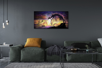 Canvas print Dragon boats clouds sea