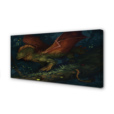 Canvas print Green dragon in the forest