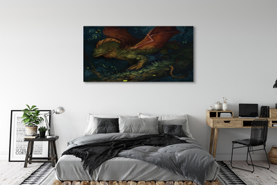 Canvas print Green dragon in the forest