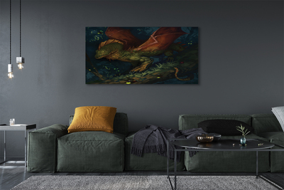 Canvas print Green dragon in the forest