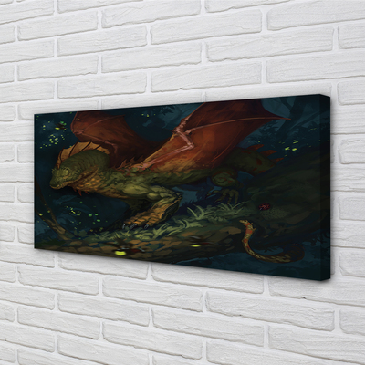 Canvas print Green dragon in the forest