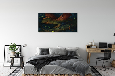 Canvas print Green dragon in the forest