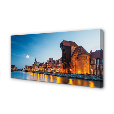 Canvas print River gdansk old town night