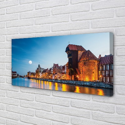 Canvas print River gdansk old town night