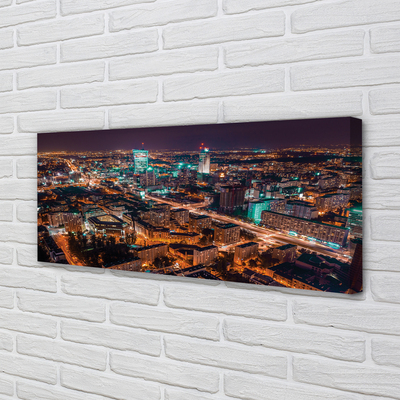 Canvas print Warsaw city night view