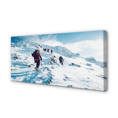 Canvas print Climbing the mountains in winter