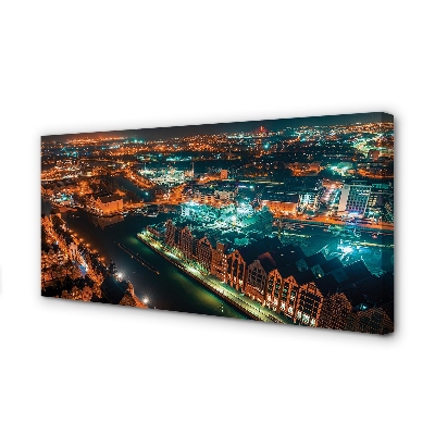 Canvas print Night panorama gdansk river