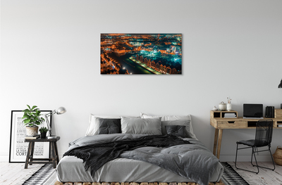 Canvas print Night panorama gdansk river