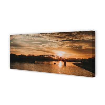 Canvas print Sunset river bridge krakow