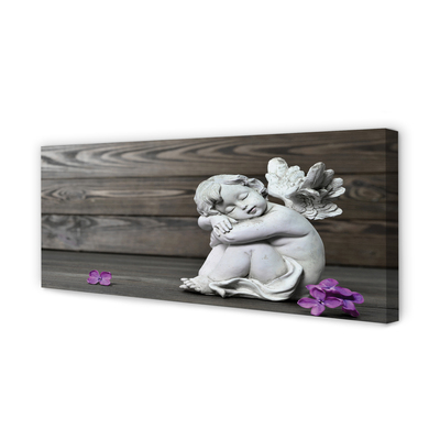 Canvas print Boards sleeping angel flowers