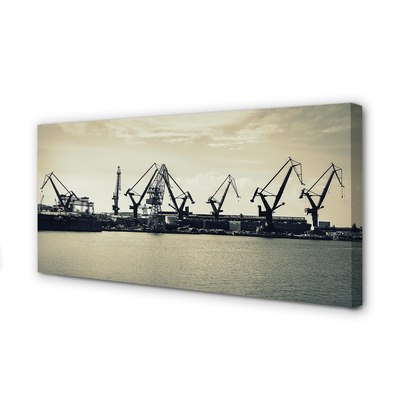 Canvas print River gdansk shipyard cranes