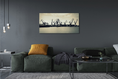 Canvas print River gdansk shipyard cranes