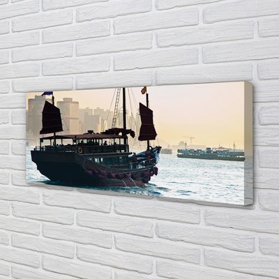 Canvas print The sea of ​​city sky ship