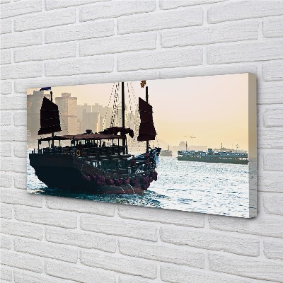 Canvas print The sea of ​​city sky ship