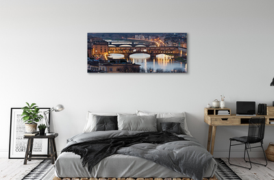 Canvas print Italy river night bridges