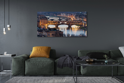 Canvas print Italy river night bridges
