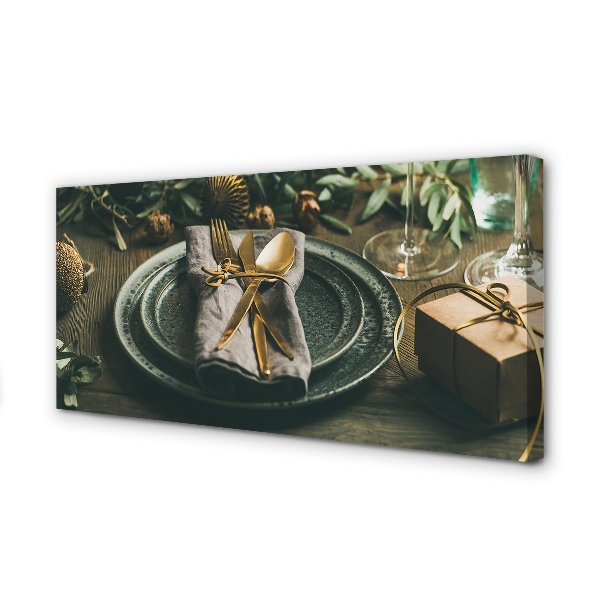 Canvas print Covered plates balls gifts