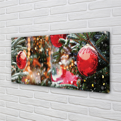 Canvas print Snow baubles christmas trees