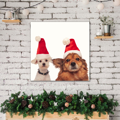 Canvas print Dogs Santa Claus Christmas