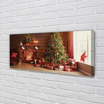 Canvas print Gifts christmas lights fireplace