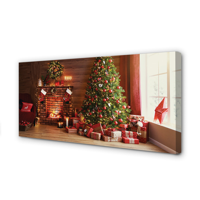 Canvas print Gifts christmas lights fireplace