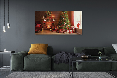 Canvas print Gifts christmas lights fireplace