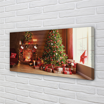 Canvas print Gifts christmas lights fireplace