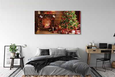Canvas print Gifts christmas lights fireplace