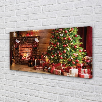 Canvas print Gifts christmas lights fireplace