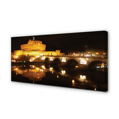 Canvas print Rome bridge river night