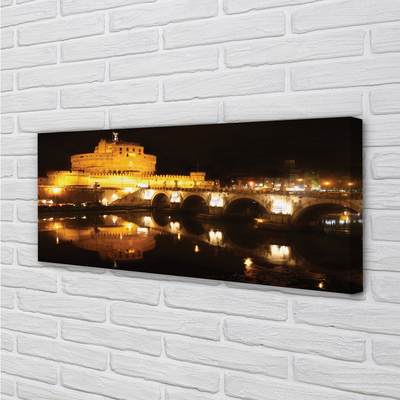 Canvas print Rome bridge river night