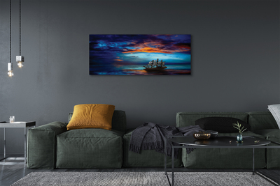 Canvas print Clouds night sea ship