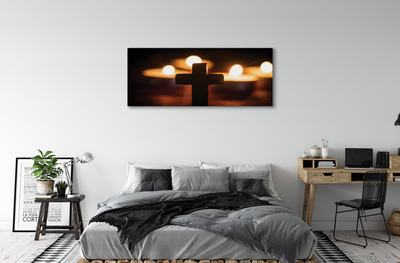 Canvas print Cross of candles