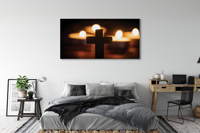 Canvas print Cross of candles