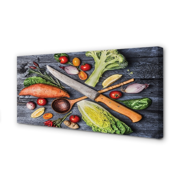 Canvas print Diameter yams tomatoes spinach