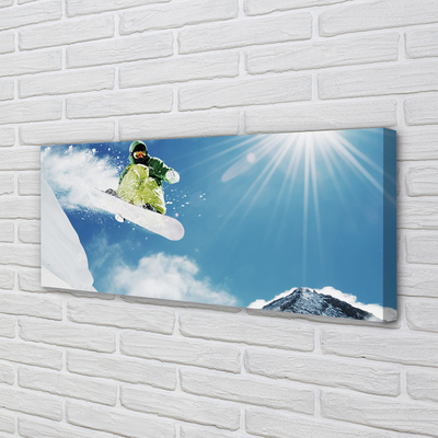 Canvas print Man mountain snowboarding