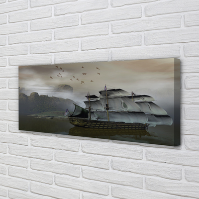 Canvas print Mountains ships