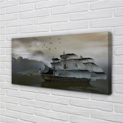 Canvas print Mountains ships