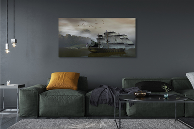 Canvas print Mountains ships