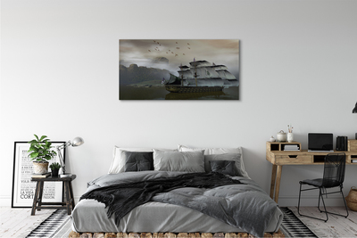 Canvas print Mountains ships