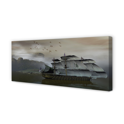 Canvas print Mountains ships