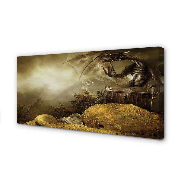 Canvas print Cloud dragon mountain gold