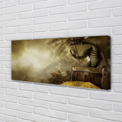 Canvas print Cloud dragon mountain gold