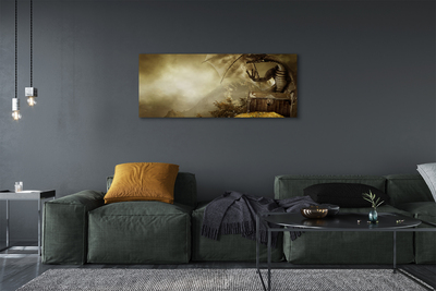 Canvas print Cloud dragon mountain gold