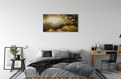 Canvas print Cloud dragon mountain gold