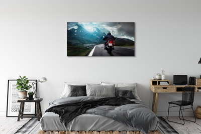 Canvas print Road mountain man sky