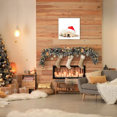 Canvas print Puppy Santa Hat Winter