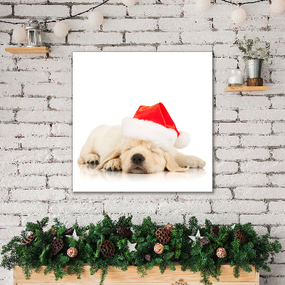 Canvas print Puppy Santa Hat Winter