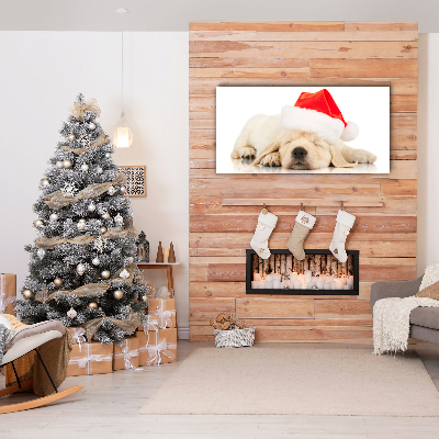 Canvas print Puppy Santa Hat Winter